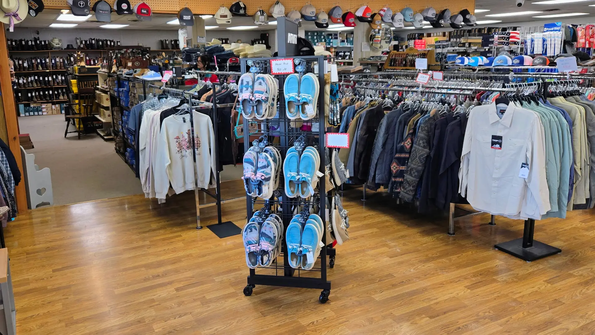 Quality work boots display at Waggoner's Boot Center